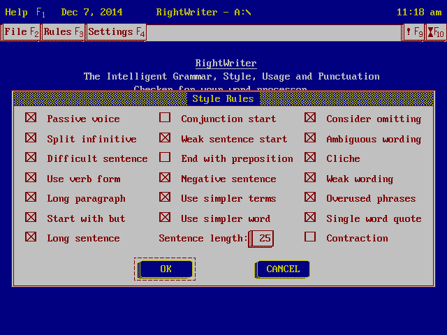 RightWriter 3.2 for Deskmate - Settings